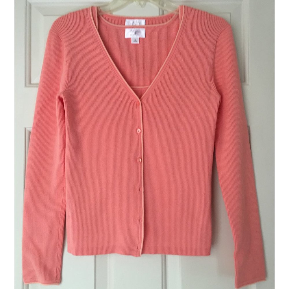 Loft 2-Piece Matching Sweater Set, Salmon, Women's Medium